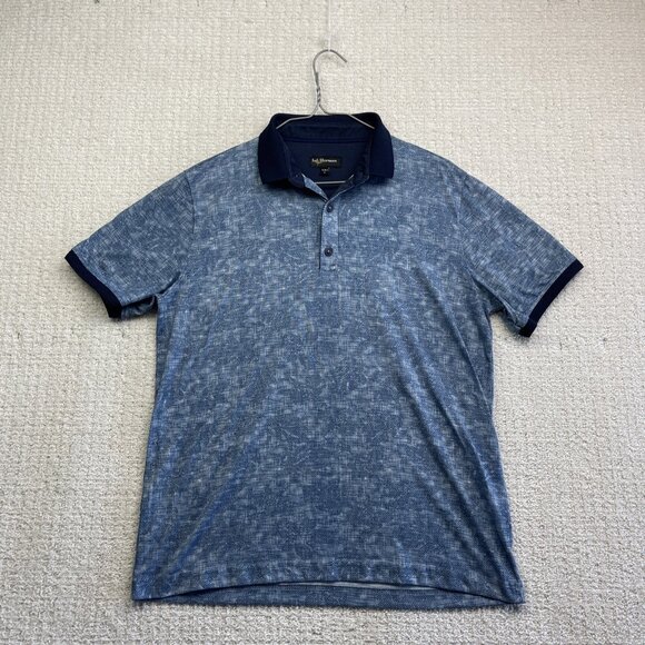Lief Horsens Couture Men Polo Short Sleeves Shirt Sz L Blue Floral Tropical AOP - Picture 1 of 15